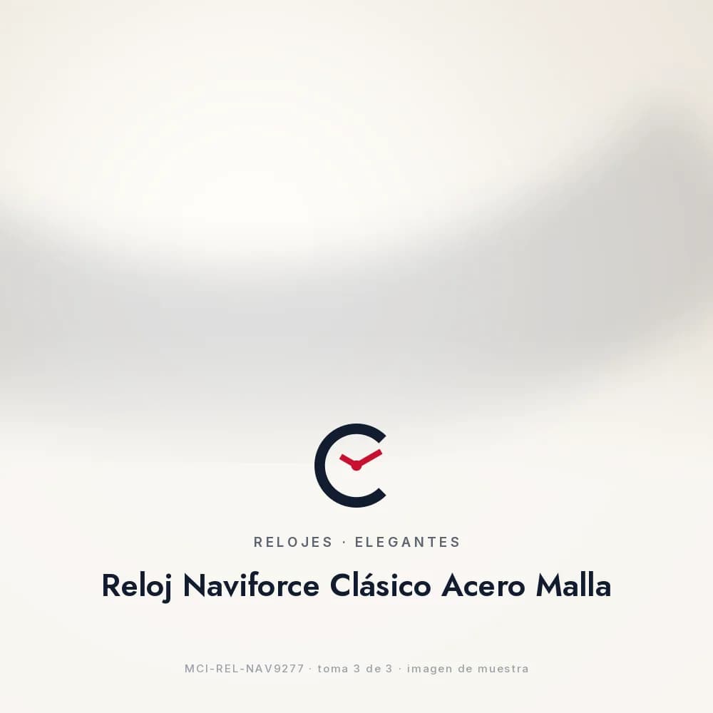 Reloj Naviforce Clásico Acero Malla, en muñeca bajo puño de camisa blanca